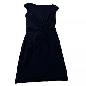 Lauren Ralph Lauren A-Line Dress Women’s 4 Solid Black Twist Front Stretch